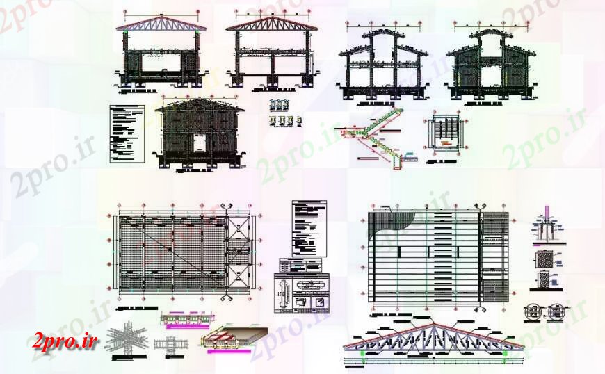 دانلود نقشه جزئیات ساخت و ساز نما جزئیات سقف از فلز و طرحی دیدگاه واحد ساخت و ساز اتوکد (کد132569)
