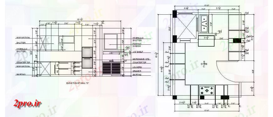 دانلود نقشه جزئیات طراحی ساخت آشپزخانه طرحی ساخت و ساز آشپزخانه  اتوکد (کد132598)
