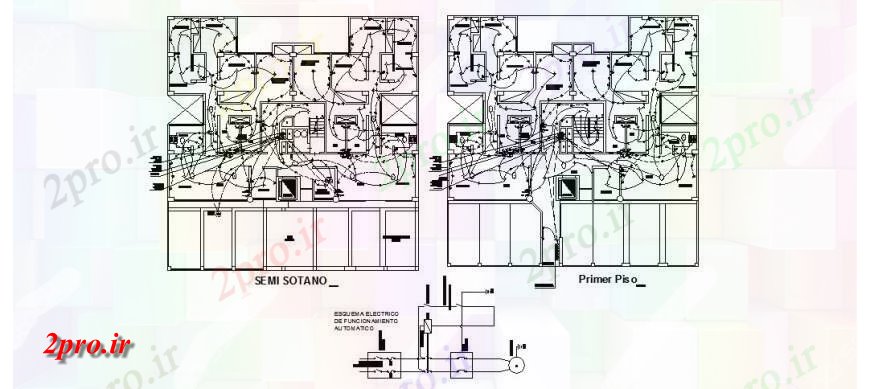 دانلود نقشه برق مسکونی طبقه اول و طبقه دوم طراحی الکتریکی ویلا طراحی اتوکد 14 در 19 متر (کد132613)
