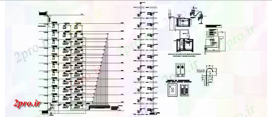 دانلود نقشه اتوماسیون و نقشه های برق ساختمان 10 طبقه تاسیسات الکتریکی اتوکد (کد132619)