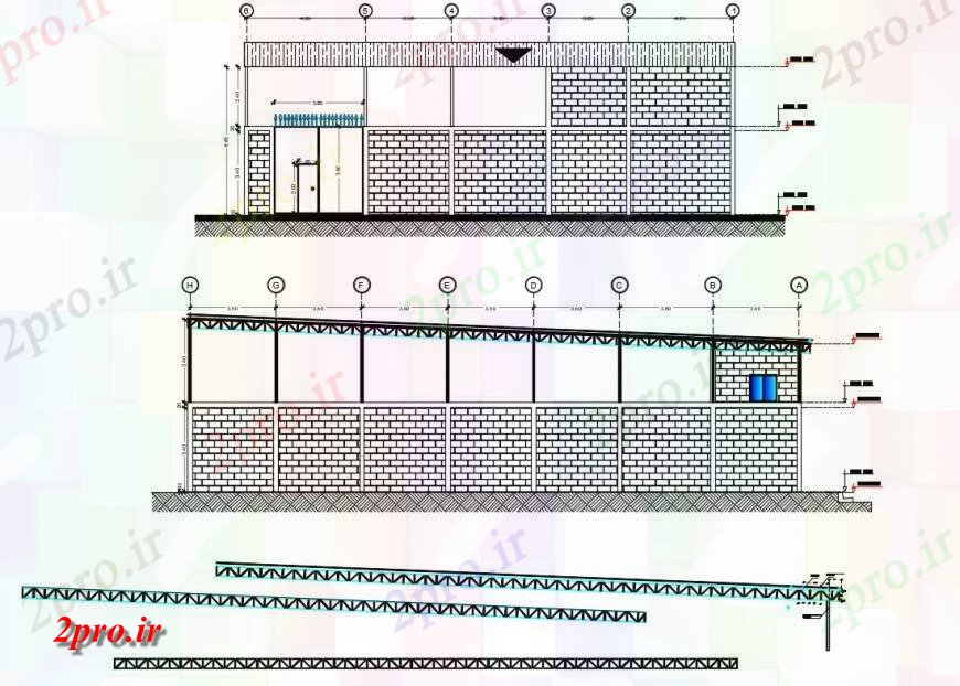 دانلود نقشه کارخانه صنعتی  ، کارگاه نما انبار صنعتی  و بخش جزئیات (کد132637)