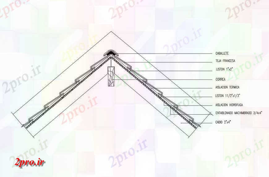 دانلود نقشه طراحی جزئیات ساختار سقف بخش سازنده طراحی  جزئیات  (کد132649)