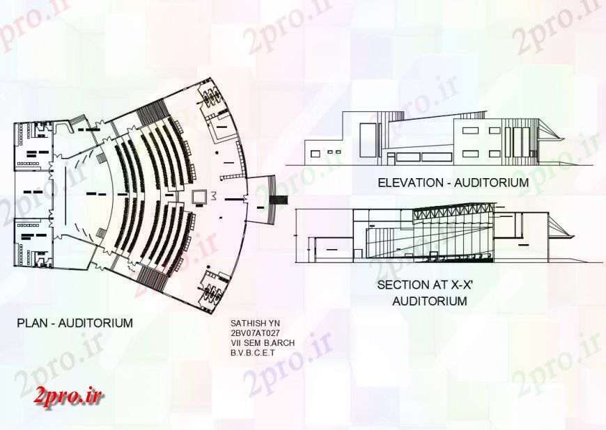 دانلود نقشه ساختمان دولتی ، سازمانی سالن سالن نما، بخش و طرحی جزئیات 56 در 56 متر (کد132654)