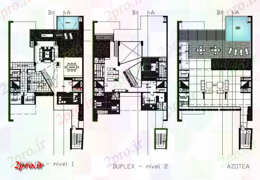 دانلود نقشه مسکونی ، ویلایی ، آپارتمان مسکونی دوبلکس کف خانه طرح 20 در 46 متر (کد132661)