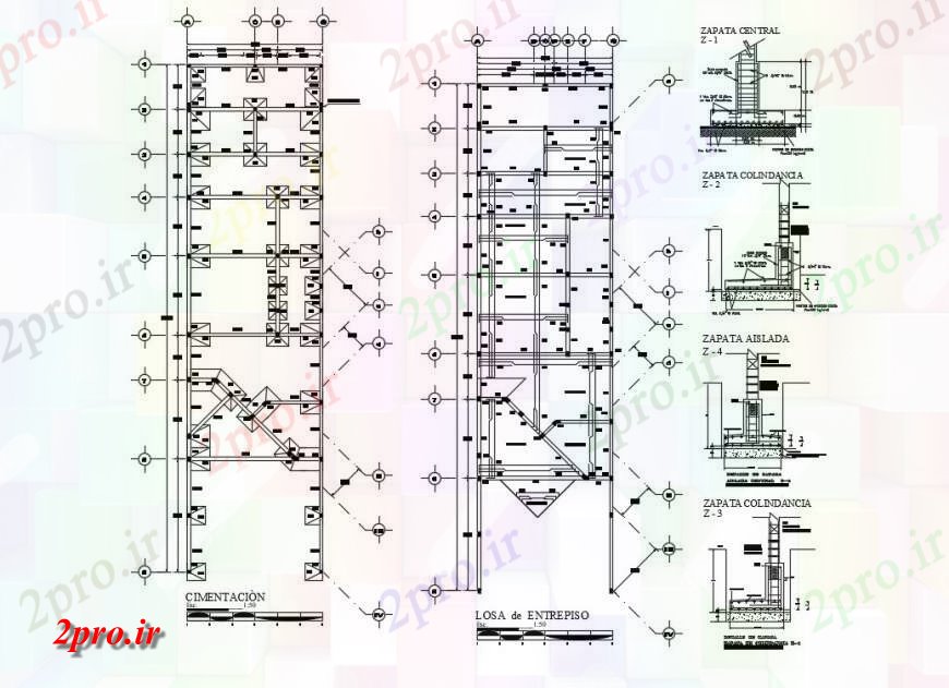 دانلود نقشه جزئیات ساخت و ساز بنیاد برنامه ریزی و طرحی فریم جزئیات طبقه اول از خانه (کد132676)