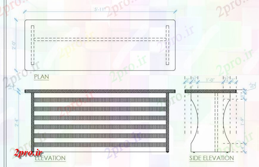 دانلود نقشه طراحی مبلمان بانکجزئیات جدول مبلمان طرحی واحد بلوک و نما  (کد132682)