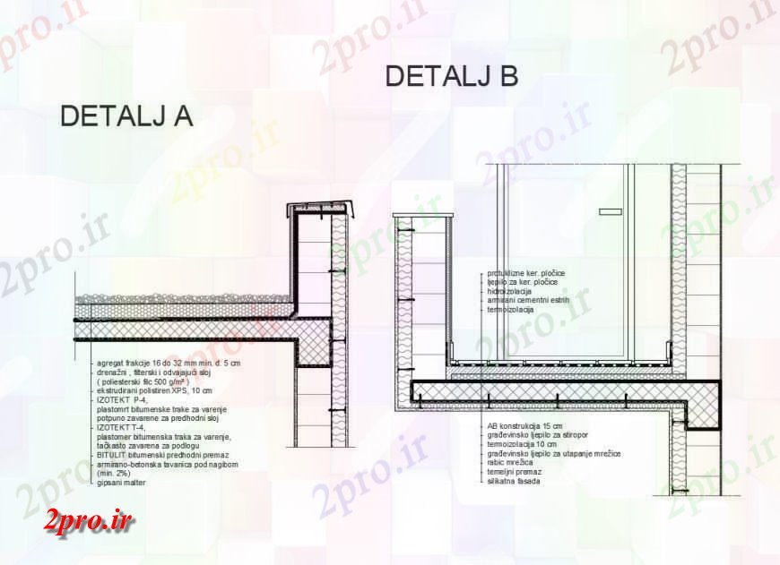 دانلود نقشه جزئیات ساخت و ساز جزئیات ساخت و ساز دیوار از سه دان خانه (کد132697)