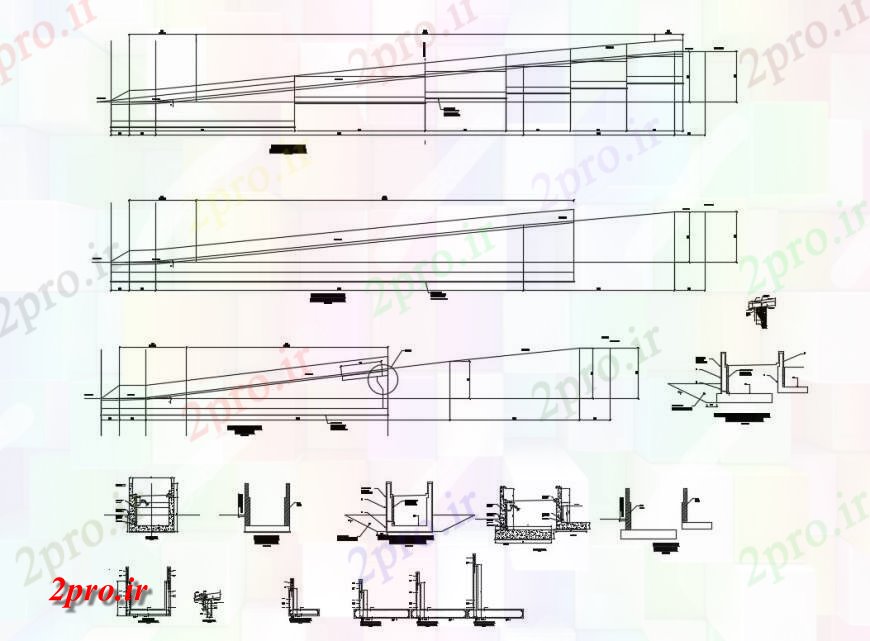 دانلود نقشه جزئیات پله و راه پله  نیاز سطحی با سازه و بتن ساخت و ساز پس از اتمام  جزئیات (کد132709)