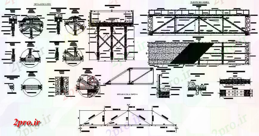 دانلود نقشه جزئیات ساخت و ساز پل چوبی و جزئیات طراحی  (کد132722)