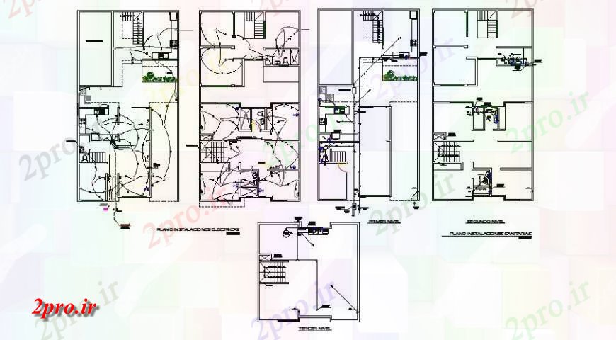 دانلود نقشه برق مسکونی جزئیات الکتریک طراحی از ویلا 10 در 18 متر (کد132735)