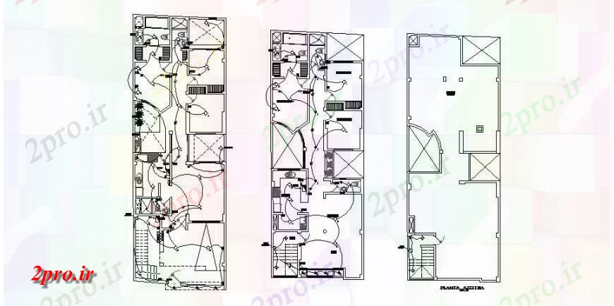 دانلود نقشه برق مسکونی کار برق و طراحی جزئیات ساختمان مسکونی اتوکد 8 در 16 متر (کد132787)