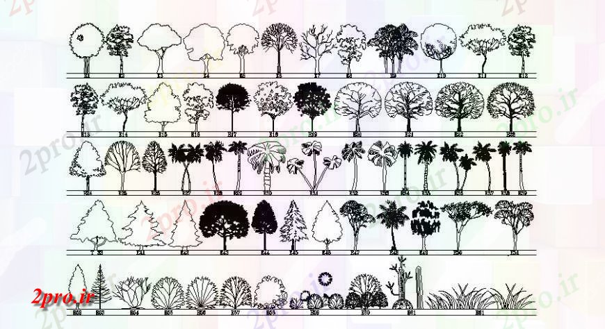 دانلود نقشه درختان و گیاهان نما از رسم درخت  (کد132834)