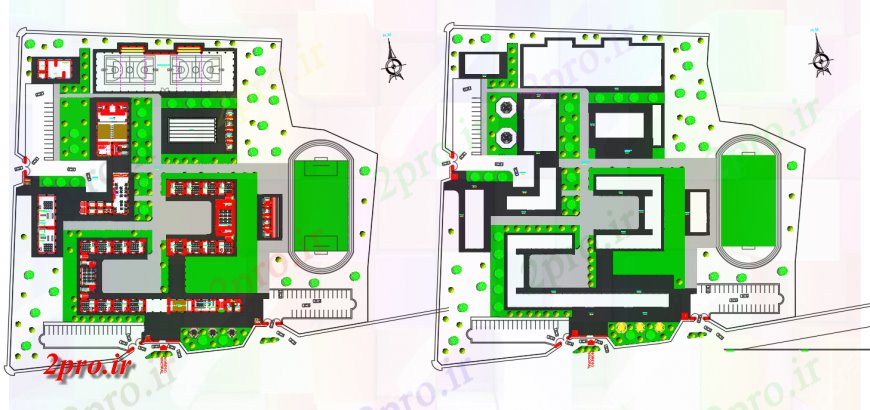 دانلود نقشه ورزشگاه ، سالن ورزش ، باشگاه موسسه ورزشی ساختمان جزئیات طراحی دو بعدی اتوکد 184 در 205 متر (کد132838)
