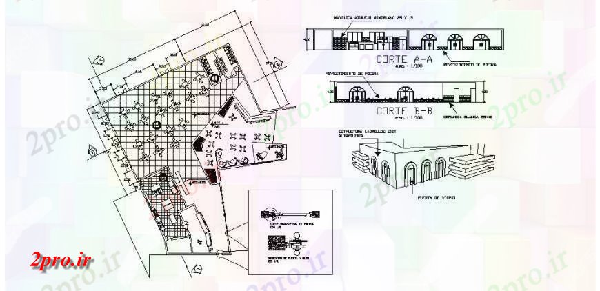 دانلود نقشه هتل - رستوران - اقامتگاه مفهوم موضوع طراحی جزئیات رستوران سنتی اتوکد 28 در 30 متر (کد132848)