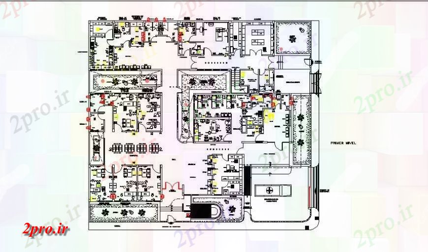 دانلود نقشه بیمارستان - درمانگاه - کلینیک بیمارستان ساخت جزئیات طراحی دو بعدی اتوکد 30 در 33 متر (کد132854)