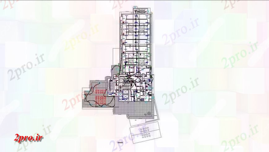 دانلود نقشه طراحی داخلی طرحی طبقه ساختمان تنها و نصب و راه اندازی الکتریکی چیدمان دو بعدی 20 در 41 متر (کد132861)