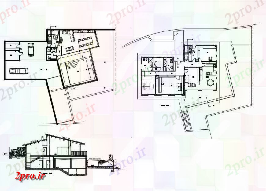 دانلود نقشه مسکونی  ، ویلایی ، آپارتمان  جدا طرحی طبقه خانه و بخش (کد132890)