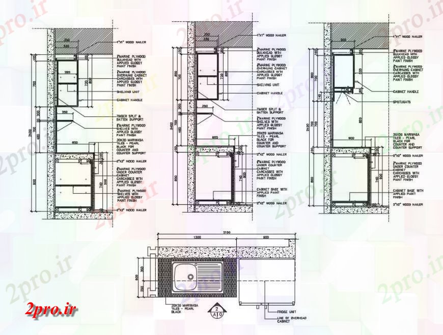 دانلود نقشه جزئیات طراحی ساخت آشپزخانه آشپزخانه کاخ سازنده بخش طراحی  جزئیات  (کد132892)