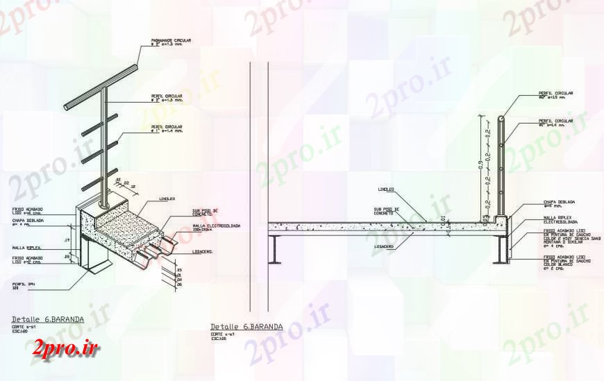 دانلود نقشه جزئیات ساخت و ساز راه آهن و بالکن ساختار سازنده  (کد132893)