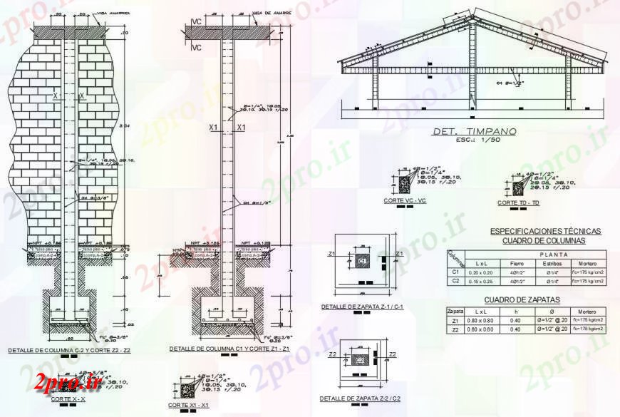دانلود نقشه جزئیات ساخت و ساز دیوار آجری ، ستون، ساخت و ساز دیوار و ساخت و ساز سقف جزئیات 7 در 29 متر (کد132900)