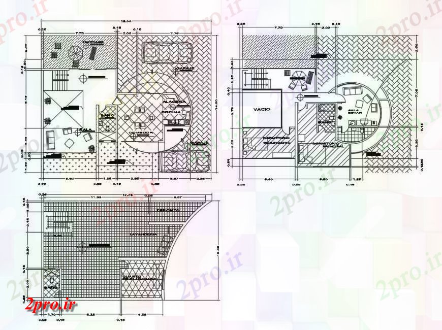 دانلود نقشه مسکونی  ، ویلایی ، آپارتمان  تنها خانواده خانه زمین، اول و طبقه تراس طرحی  (کد132969)