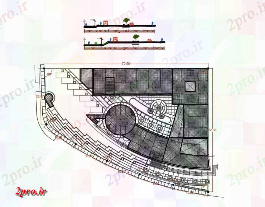 دانلود نقشه باغ دوباره تفریحی نما دروازه پارک و محوطه سازی ساختار جزئیات (کد133039)