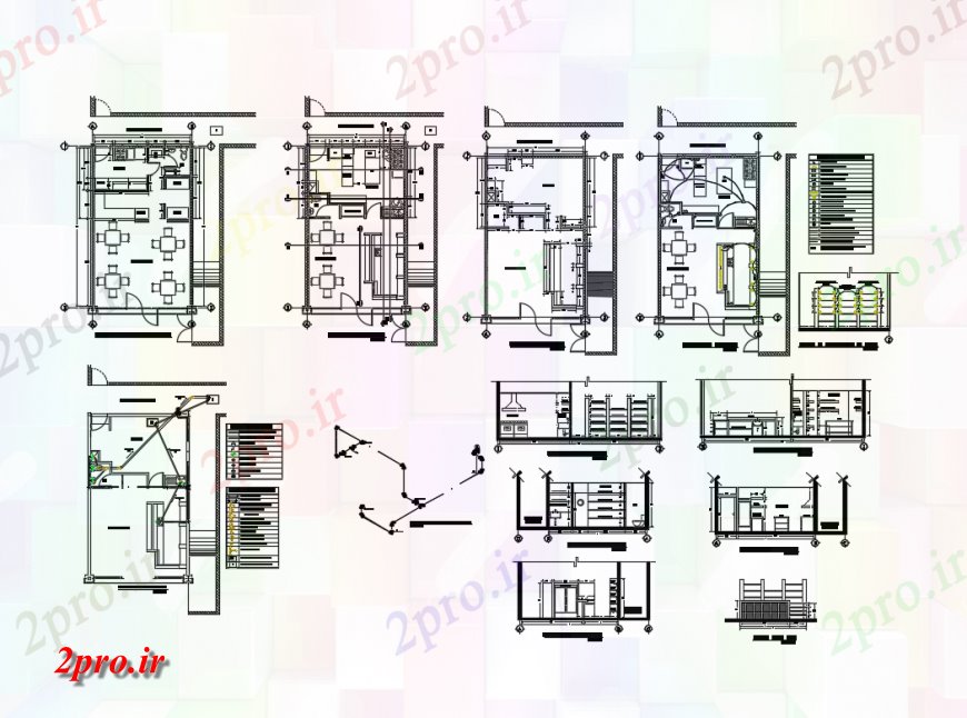 دانلود نقشه هتل - رستوران - اقامتگاه رستوران طرحی بازسازی طراحی جزئیات 6 در 10 متر (کد133044)