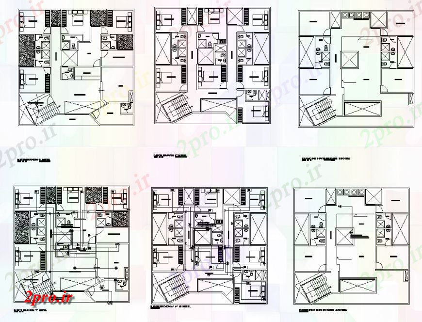 دانلود نقشه هتل - رستوران - اقامتگاه طرحی ساختمان هتل طرحی دیدگاه دو بعدی 30 در 30 متر (کد133098)