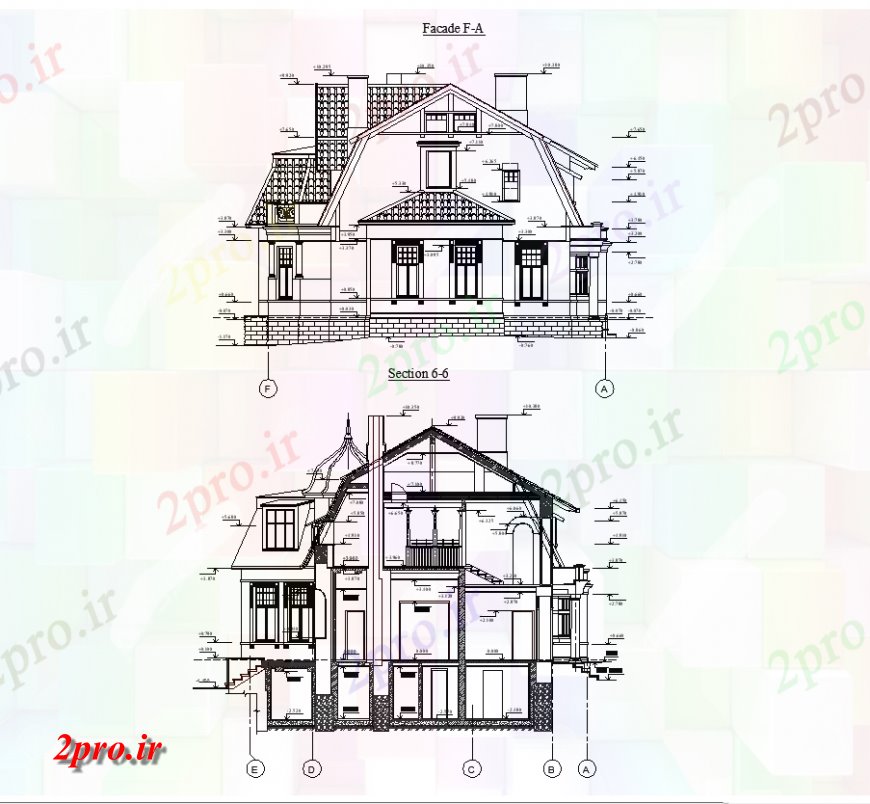 دانلود نقشه مسکونی ، ویلایی ، آپارتمان نما بخشی از ویلا تاریخی با معماری 15 در 26 متر (کد133176)