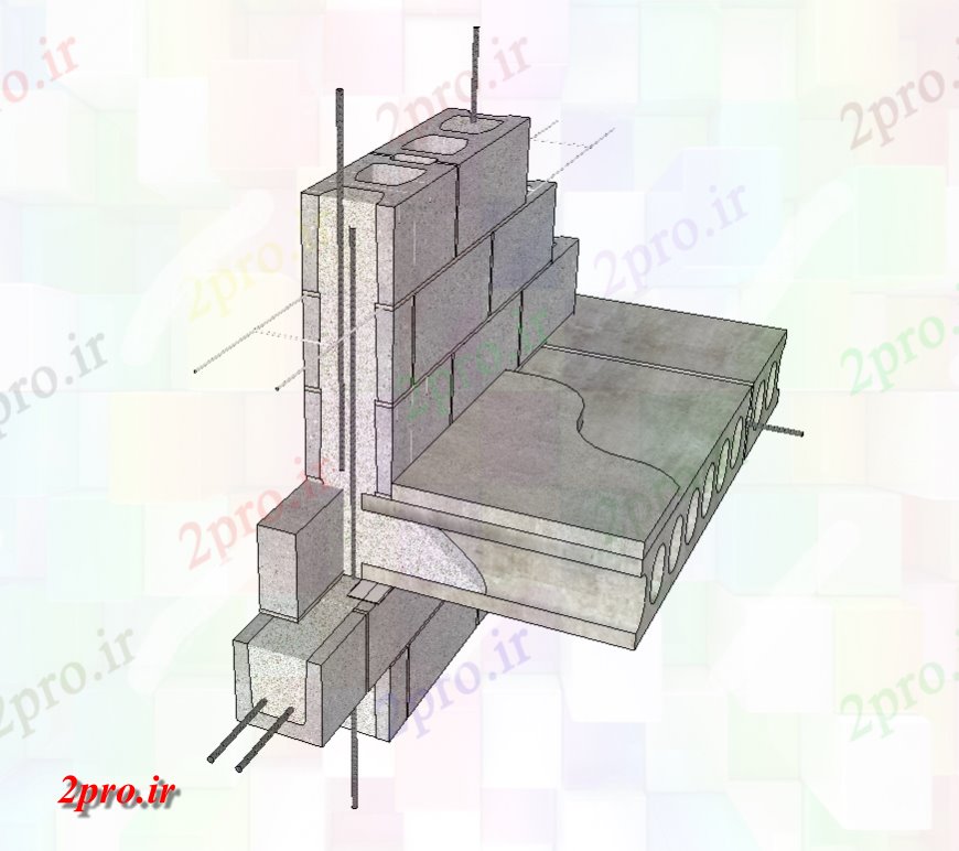 دانلود نقشه طراحی جزئیات ساختار اسکلت بتنی نما جزئیاتتریدی طرحی تا  (کد133183)