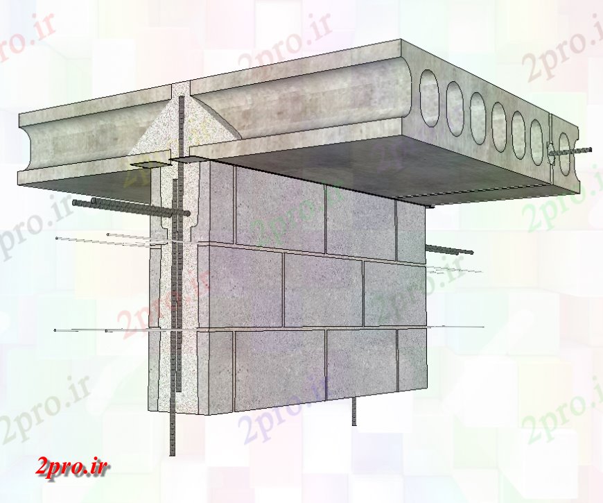 دانلود نقشه طراحی جزئیات ساختار مدل تریدی از اسکلت بتنی طرحی بندی  طرحی تا (کد133184)