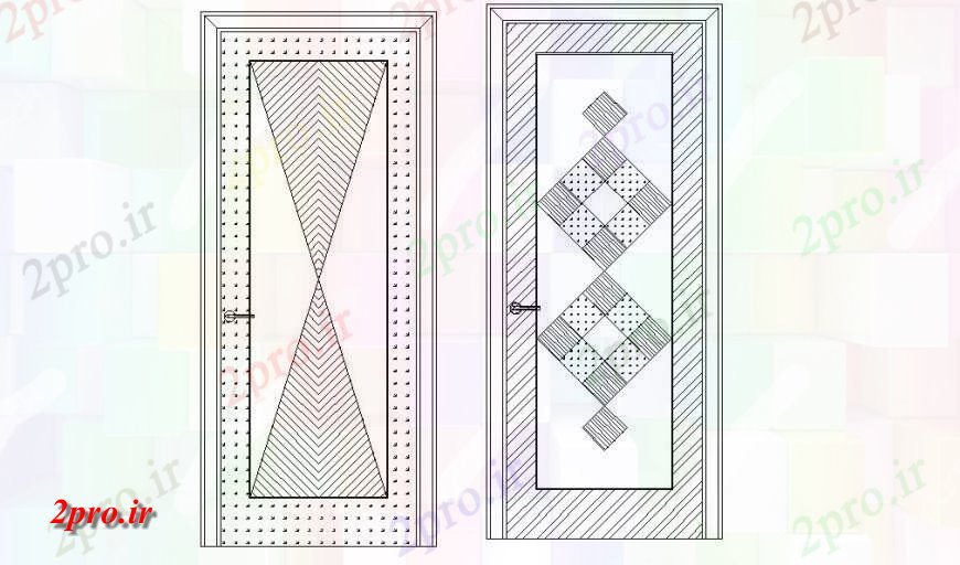 دانلود نقشه بلوک مبلمان آخرین طراحی مقابل درب جزئیات نما (کد133242)