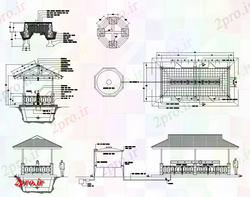 دانلود نقشه طراحی جزئیات ساختار ساختار بام نما جزئیات  دو بعدی   چیدمان (کد133243)