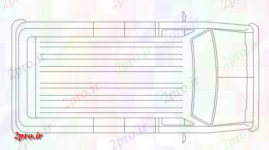 دانلود نقشه بلوک وسایل نقلیه نمای بالای یک ون، خودرو مدل دو بعدی  طراحی (کد133285)