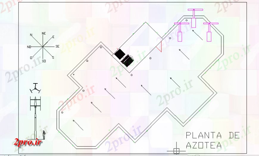 دانلود نقشه مسکونی  ، ویلایی ، آپارتمان  طرحی پشت بام خانه پایدار (کد133286)