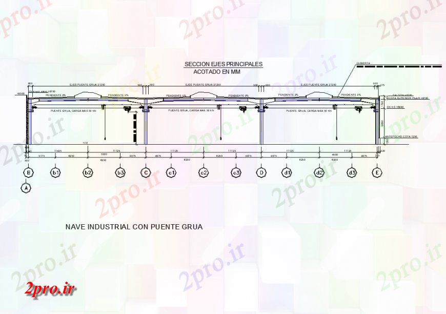 دانلود نقشه جزئیات ساخت پل جرثقیل سازه پل نما جزئیات  دو بعدی   (کد133310)