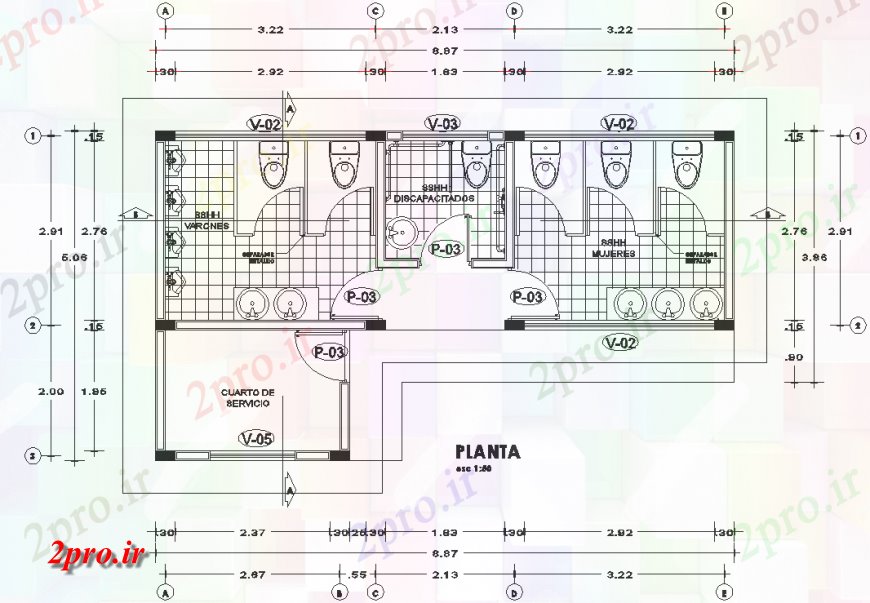 دانلود نقشه حمام مستر دیدگاه بالا طرحی حمام جزئیات (کد133325)