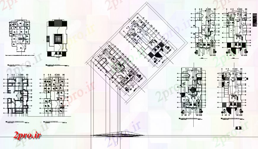 دانلود نقشه مسکونی ، ویلایی ، آپارتمان خانواده ساختمان اقامت طراحی 21 در 46 متر (کد133351)