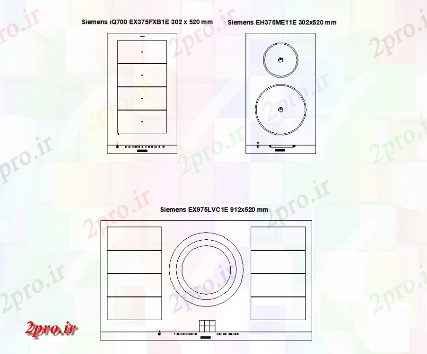 دانلود نقشه بلوک ، آرام ، نماد زیمنس القایی تاپ برای خانه با فاده از طرحی و نما طبخ (کد133405)