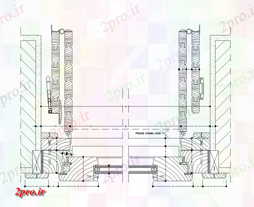 دانلود نقشه بلوک مبلمان جبهه ملی EST چوب نما مقطعی با بلوک مبلمان (کد133420)