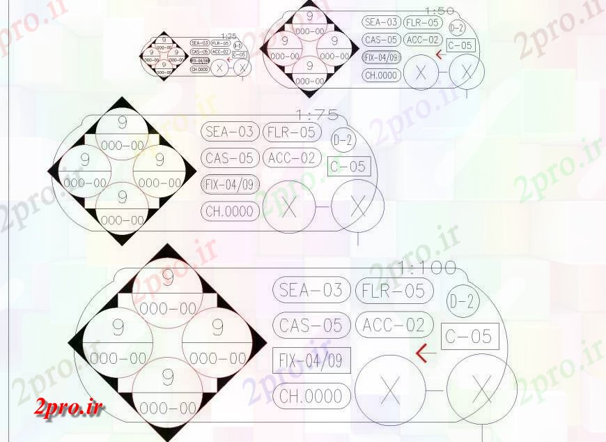 دانلود نقشه بلوک ، آرام ، نماد تسطیح برچسب طرحی جزئیات (کد133431)