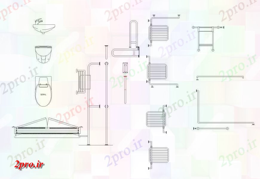 دانلود نقشه جزئیات لوله کشی لوله پی وی سی و حوله طرحی  (کد133441)