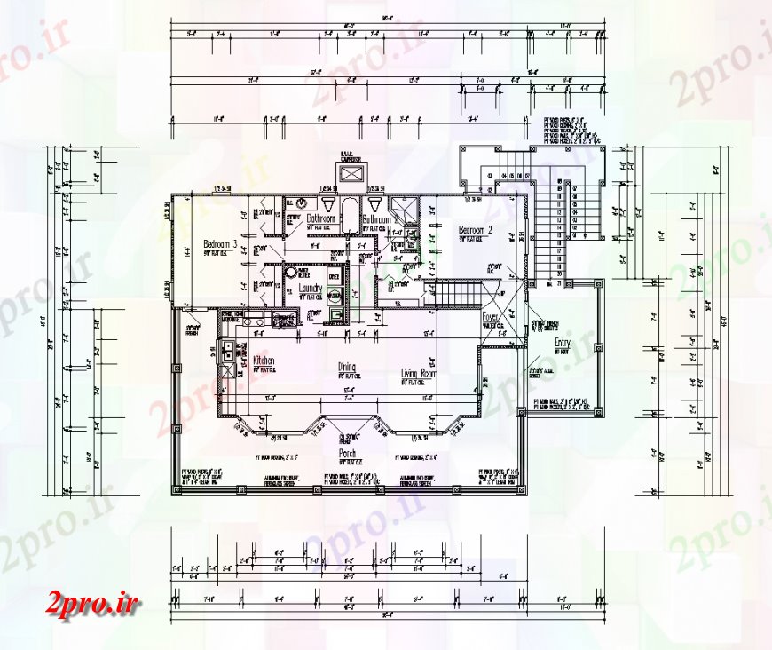 دانلود نقشه مسکونی  ، ویلایی ، آپارتمان  ساختمان مسکونی طراحی  دو بعدی   (کد133443)