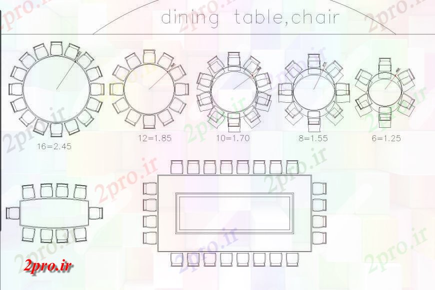 دانلود نقشه میز و صندلی میز ناهارخوری و مبلمان صندلی  طرحی جزئیات (کد133448)