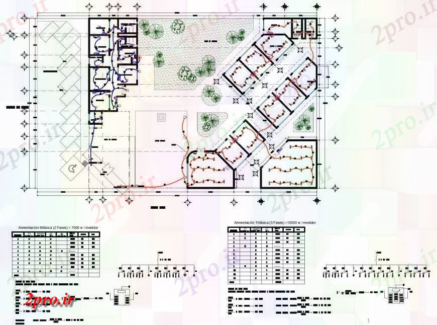 دانلود نقشه باغ مدار الکتریکی طرحی باغ کودک 43 در 56 متر (کد133483)