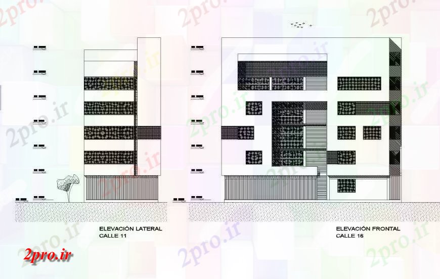 دانلود نقشه مسکونی ، ویلایی ، آپارتمان نمای آپارتمان طرحی تخت 9 در 20 متر (کد133487)