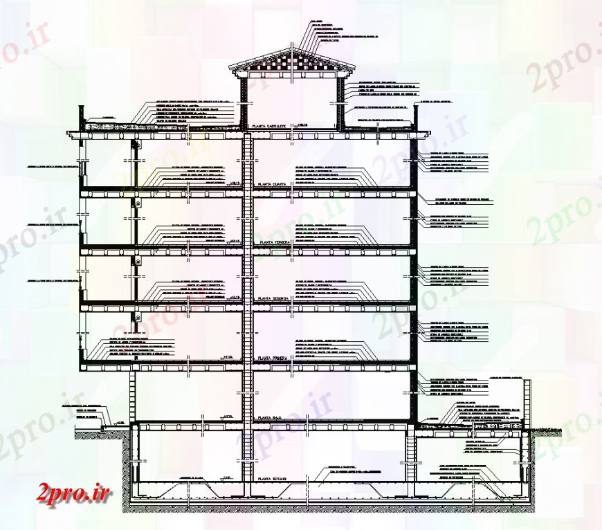 دانلود نقشه طراحی جزئیات ساختار ساختمان بخش دیوار و ساختار سقف طرح (کد133505)