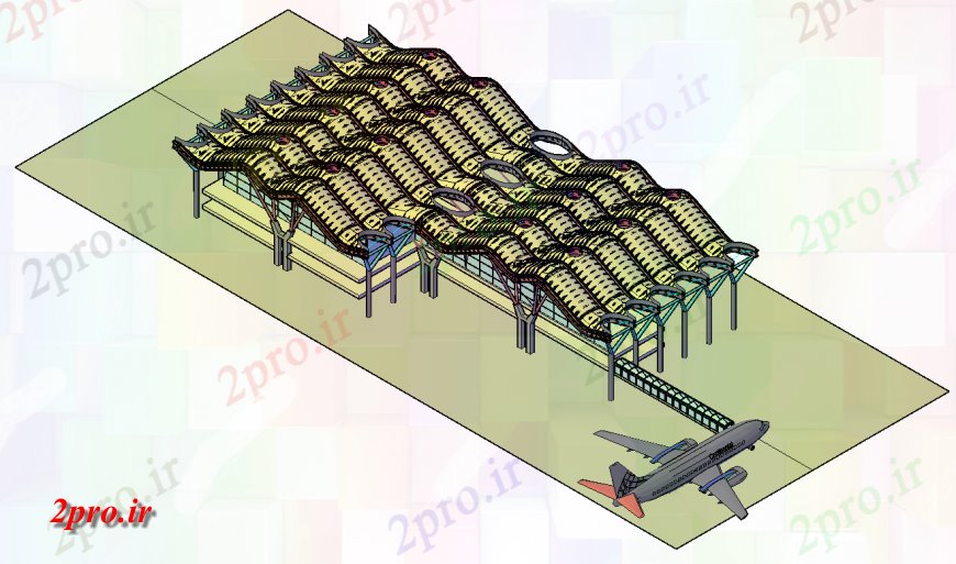 دانلود نقشه فرودگاه فرودگاه ساختمان ساختار تریدی طرحی مدل (کد133567)