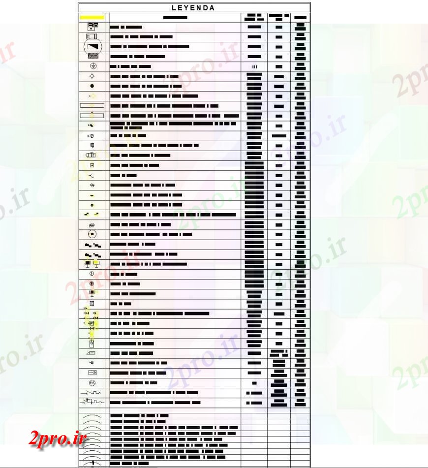 دانلود نقشه بلوک ، آرام ، نماد جزئیات افسانه برق (کد133582)