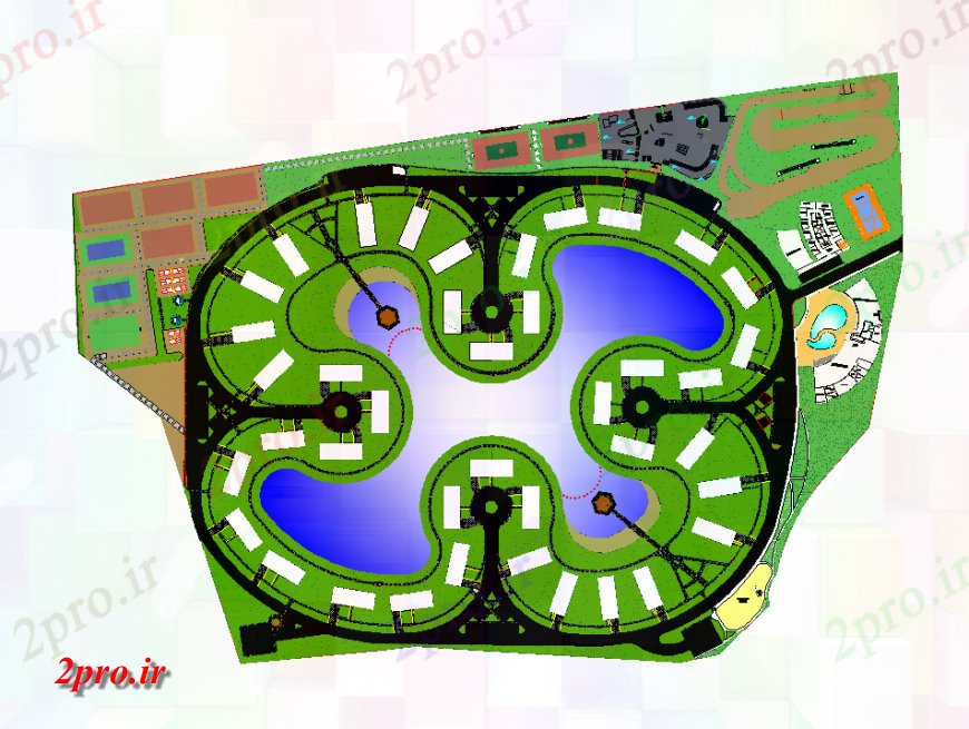 دانلود نقشه  طراحی پارک - محوطه - باغ   پارک طرحی   جزئیات  (کد133611)